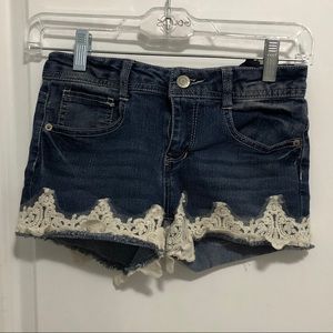 blue jean shirts with white lace